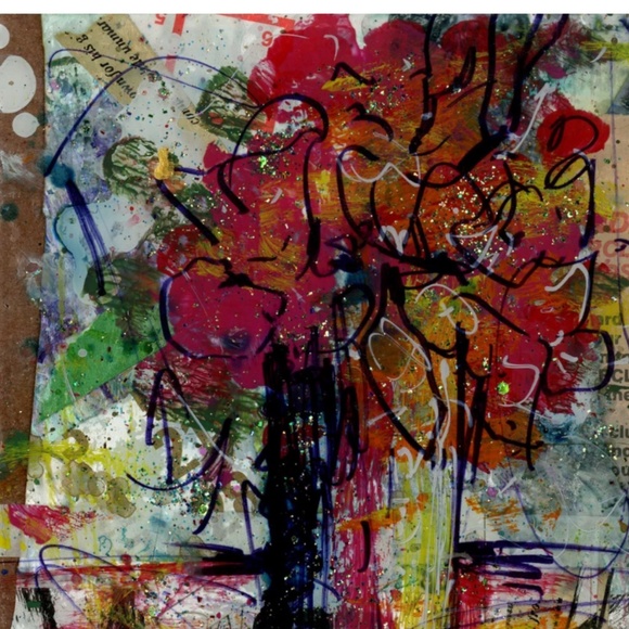 Mixed Media Floral Art by Kathy Morton Stanion - Flowers In Vase 6 - Picture 1 of 3